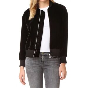 $549 Frame Atelier Le Velvet Dark Navy Zip front Bomber Jacket Size Small